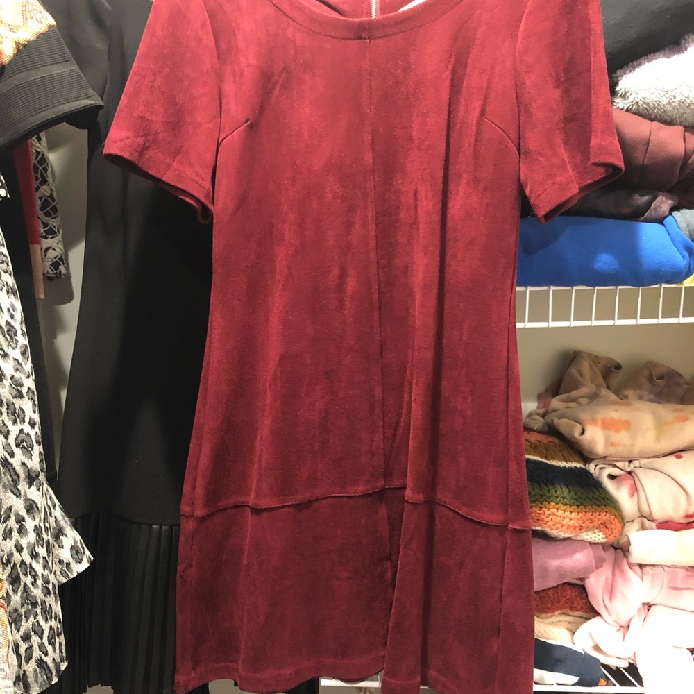 maroon suede dress size small